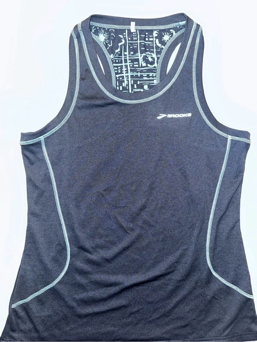 Brooks Women’s Blue Racerback Running Tank with Light Blue Trim